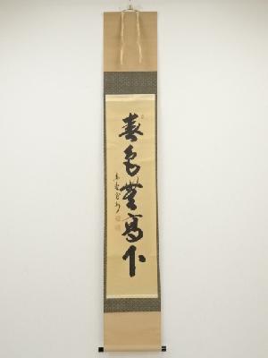 大徳寺長谷川寛州筆　「春色無高下」一行書　肉筆紙本掛軸（共箱）